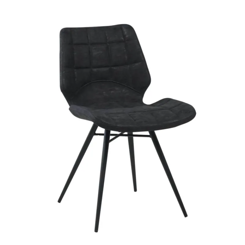 IberisChaise design rembourrée inspiration vintage avec pieds en métal noir> Chaise De Cuisine|Chaise De Salle à Manger