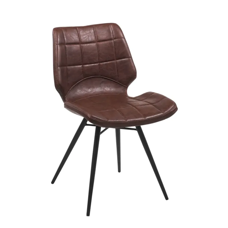 IberisChaise design rembourrée inspiration vintage avec pieds en métal noir> Chaise De Cuisine|Chaise De Salle à Manger