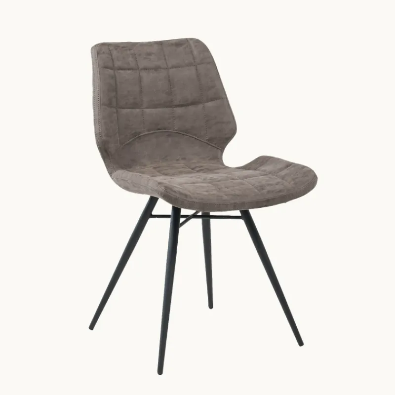 IberisChaise design rembourrée inspiration vintage avec pieds en métal noir> Chaise De Cuisine|Chaise De Salle à Manger