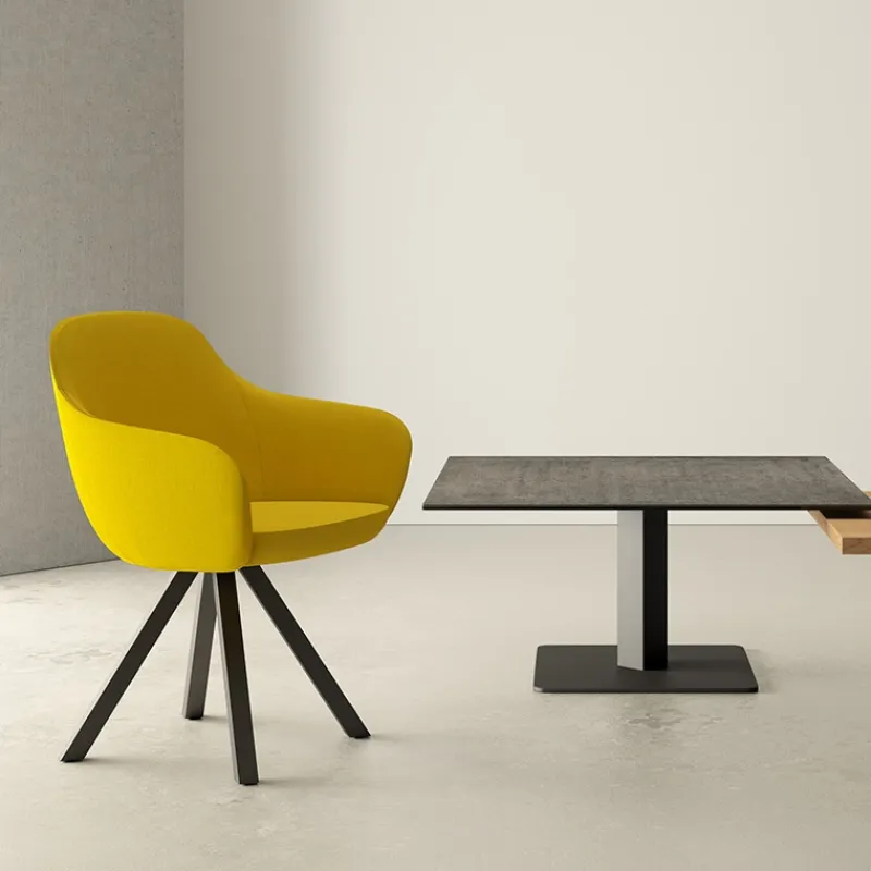 Cancio Ibero mini Table basse carrée en céramique avec pied central> Table De Salon