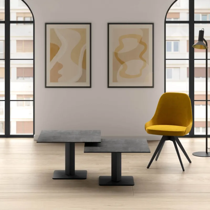 Cancio Ibero mini Table basse carrée en céramique avec pied central> Table De Salon