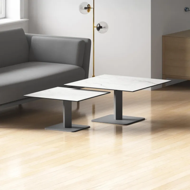 Cancio Ibero mini Table basse carrée en céramique avec pied central> Table De Salon