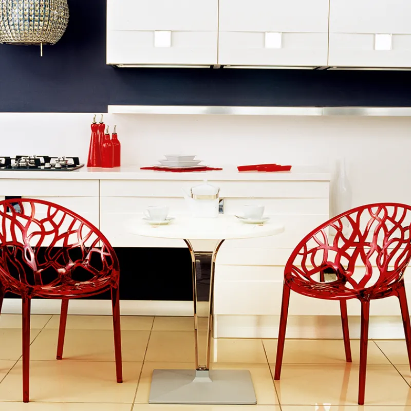 Ice Table design ronde en polycarbonate et stratifié> Table De Cuisine|Table Pour Petit Espace