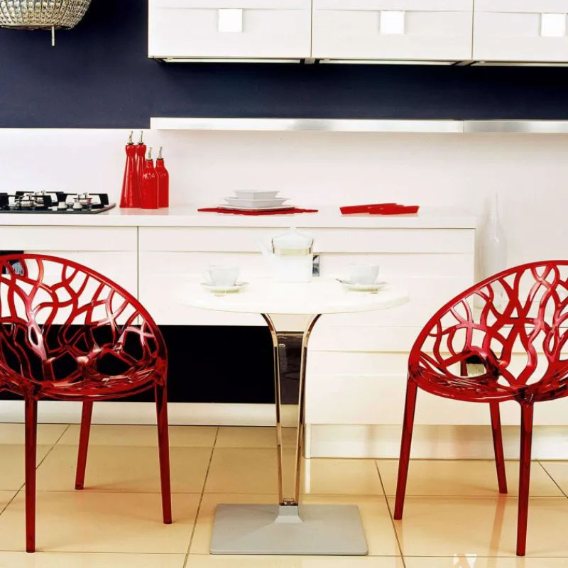 Ice Table design ronde en polycarbonate et stratifié> Table De Cuisine|Table Pour Petit Espace