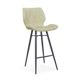 ImpiaTabouret design coque matelassée en velours et pieds en métal noir> Tabouret Snack (assise +/- 65 Cm)|Tabouret De Bar (assise +/- 80 Cm)