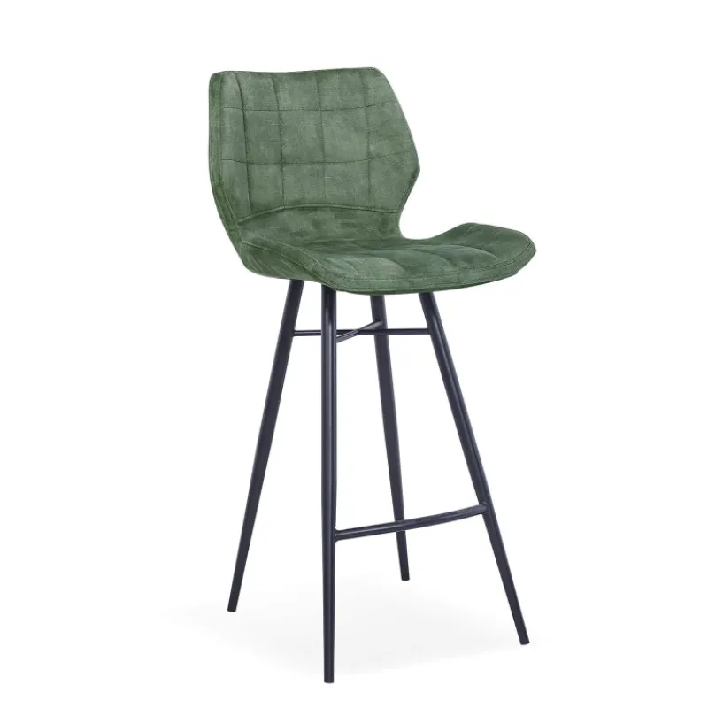 ImpiaTabouret design coque matelassée en velours et pieds en métal noir> Tabouret Snack (assise +/- 65 Cm)|Tabouret De Bar (assise +/- 80 Cm)