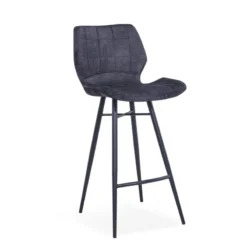 ImpiaTabouret design coque matelassée en velours et pieds en métal noir><noscript><img width=