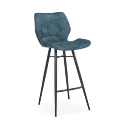 ImpiaTabouret design coque matelassée en velours et pieds en métal noir><noscript><img width=