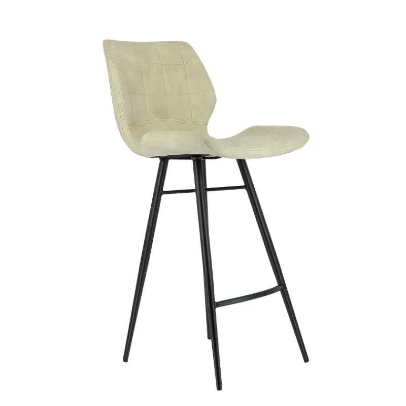 ImpiaTabouret design coque matelassée en velours et pieds en métal noir> Tabouret Snack (assise +/- 65 Cm)|Tabouret De Bar (assise +/- 80 Cm)