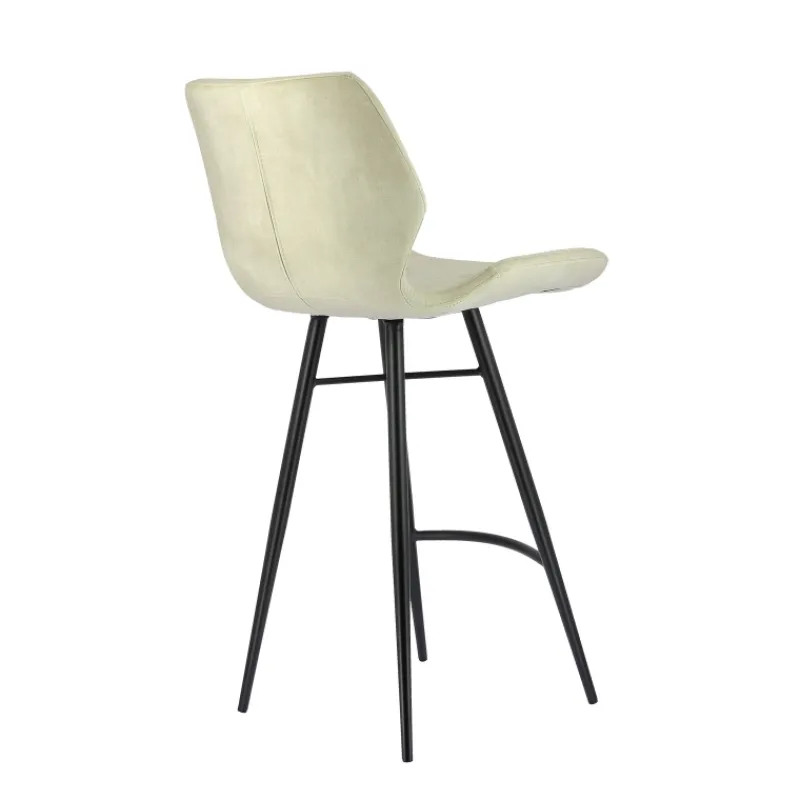 ImpiaTabouret design coque matelassée en velours et pieds en métal noir> Tabouret Snack (assise +/- 65 Cm)|Tabouret De Bar (assise +/- 80 Cm)