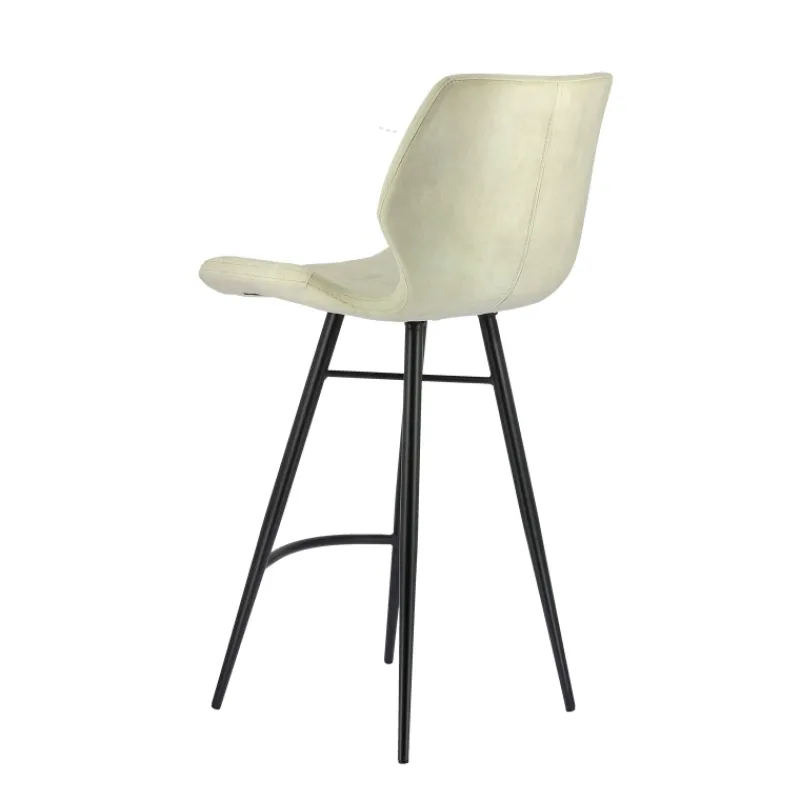 ImpiaTabouret design coque matelassée en velours et pieds en métal noir> Tabouret Snack (assise +/- 65 Cm)|Tabouret De Bar (assise +/- 80 Cm)