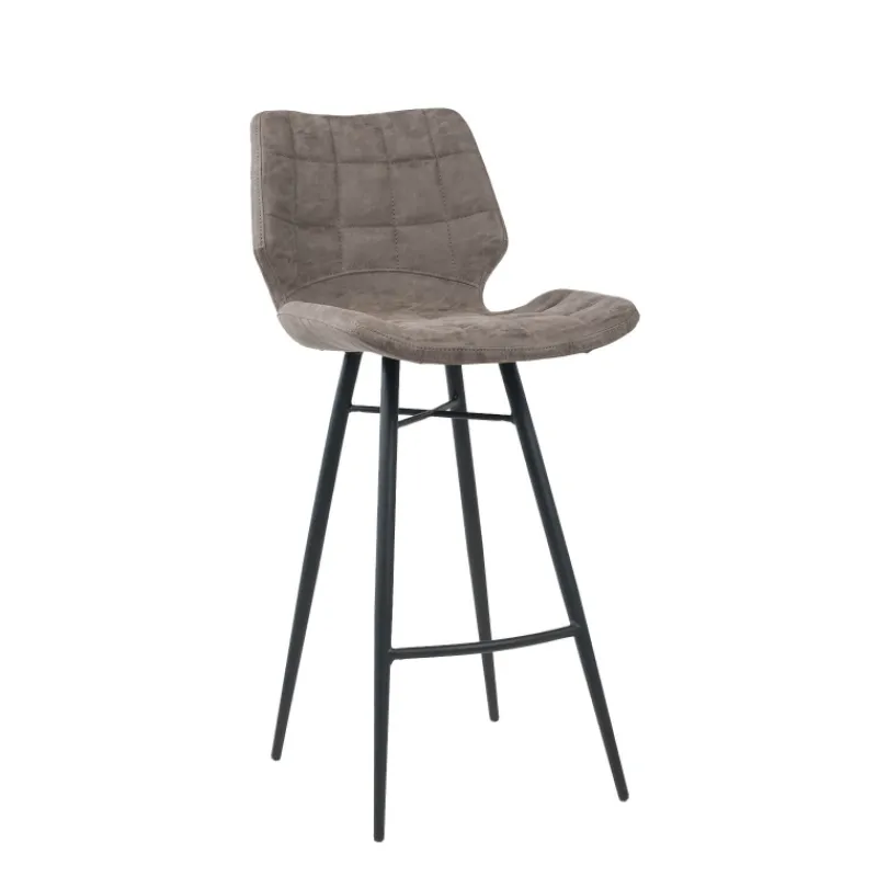 ImpiaTabouret design coque matelassée patinée et pieds en métal noir> Tabouret Snack (assise +/- 65 Cm)|Tabouret De Bar (assise +/- 80 Cm)