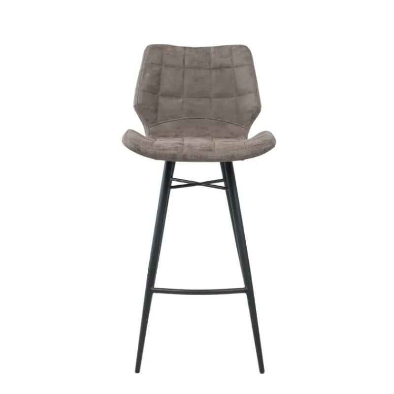 ImpiaTabouret design coque matelassée patinée et pieds en métal noir> Tabouret Snack (assise +/- 65 Cm)|Tabouret De Bar (assise +/- 80 Cm)
