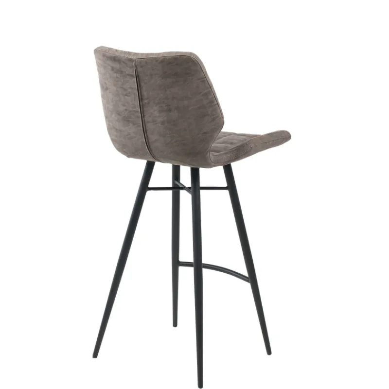 ImpiaTabouret design coque matelassée patinée et pieds en métal noir> Tabouret Snack (assise +/- 65 Cm)|Tabouret De Bar (assise +/- 80 Cm)