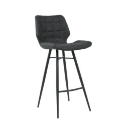 ImpiaTabouret design coque matelassée patinée et pieds en métal noir><noscript><img width=