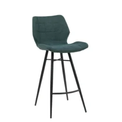 ImpiaTabouret design coque matelassée en tissu et pieds en métal noir><noscript><img width=