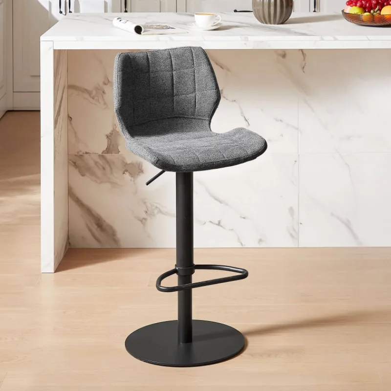 IndicaTabouret tournant et réglable coque en tissu avec pied en métal noir> Tabouret De Bar (assise +/- 80 Cm)|Tabouret Snack (assise +/- 65 Cm)