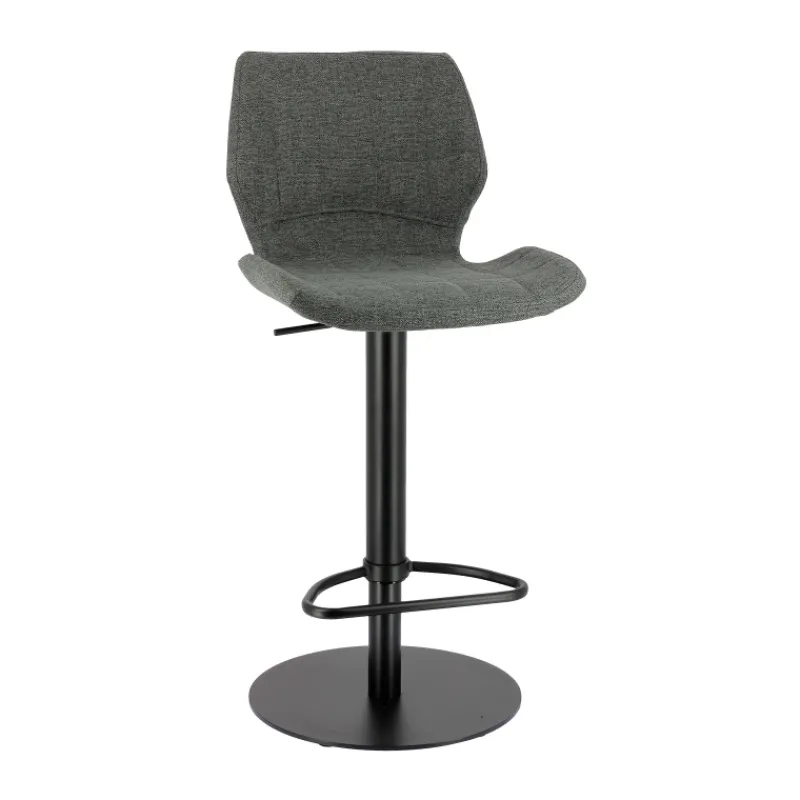 IndicaTabouret tournant et réglable coque en tissu avec pied en métal noir> Tabouret De Bar (assise +/- 80 Cm)|Tabouret Snack (assise +/- 65 Cm)