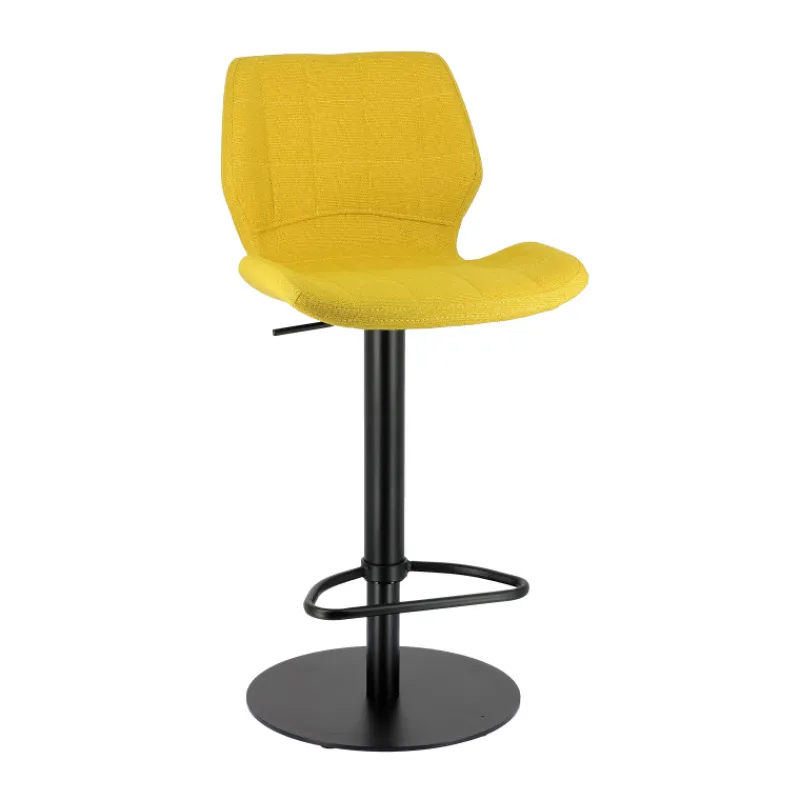IndicaTabouret tournant et réglable coque en tissu avec pied en métal noir> Tabouret De Bar (assise +/- 80 Cm)|Tabouret Snack (assise +/- 65 Cm)