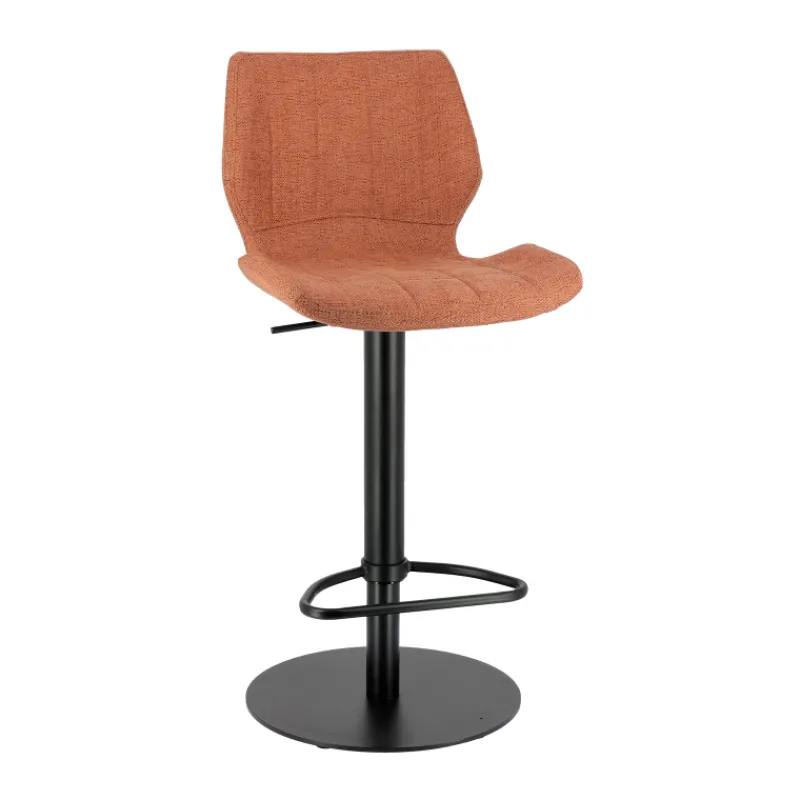 IndicaTabouret tournant et réglable coque en tissu avec pied en métal noir> Tabouret De Bar (assise +/- 80 Cm)|Tabouret Snack (assise +/- 65 Cm)