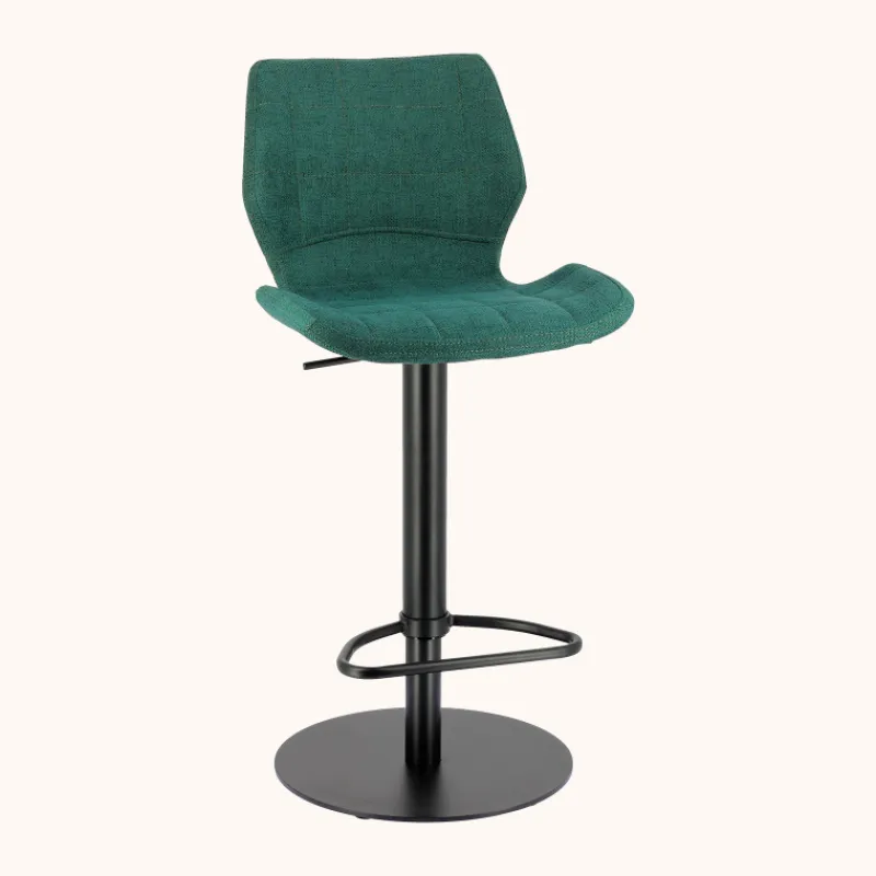 IndicaTabouret tournant et réglable coque en tissu avec pied en métal noir> Tabouret De Bar (assise +/- 80 Cm)|Tabouret Snack (assise +/- 65 Cm)