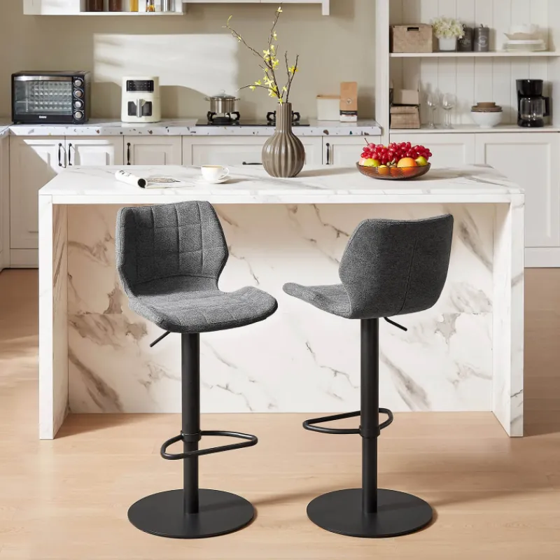 IndicaTabouret tournant et réglable coque en tissu avec pied en métal noir> Tabouret De Bar (assise +/- 80 Cm)|Tabouret Snack (assise +/- 65 Cm)