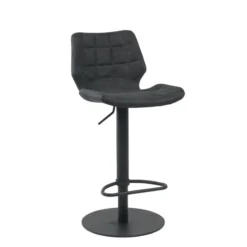 IndicaTabouret tournant et réglable coque matelassée en simili avec pied en métal noir> Tabouret Réglable En Hauteur|Tabouret Snack (assise +/- 65 Cm)