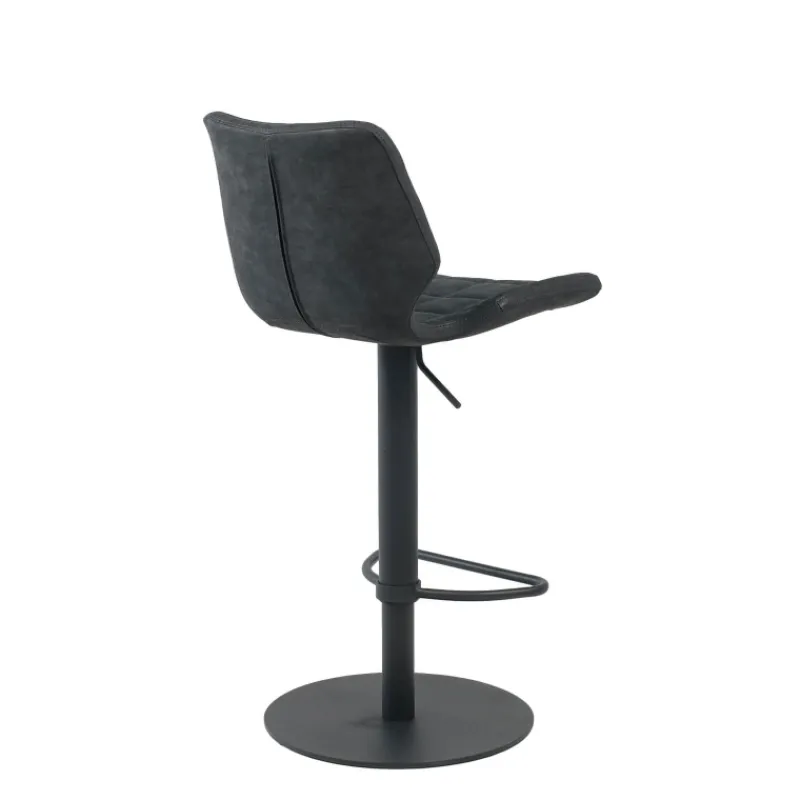 IndicaTabouret tournant et réglable coque matelassée en simili avec pied en métal noir> Tabouret Réglable En Hauteur|Tabouret Snack (assise +/- 65 Cm)