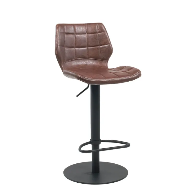 IndicaTabouret tournant et réglable coque matelassée en simili avec pied en métal noir> Tabouret Réglable En Hauteur|Tabouret Snack (assise +/- 65 Cm)
