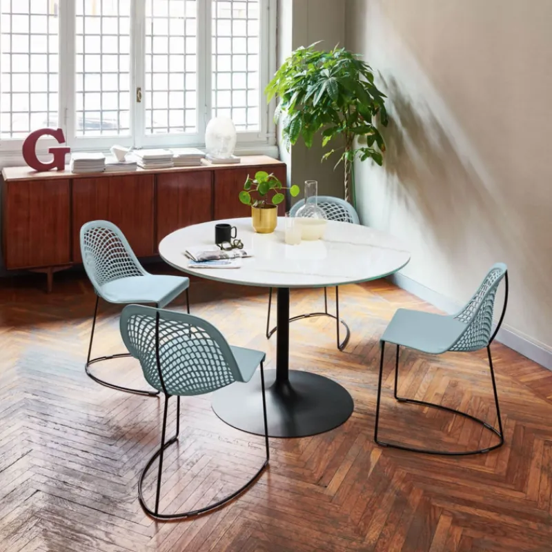 Midj Infinity ® Table pied central design en céramique et métal> Table De Salle à Manger