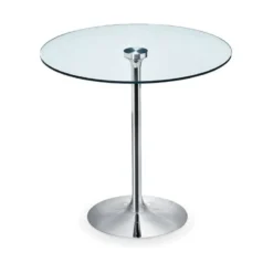 Midj Infinity ® Table ronde pied central en verre et métal> Table De Salle à Manger