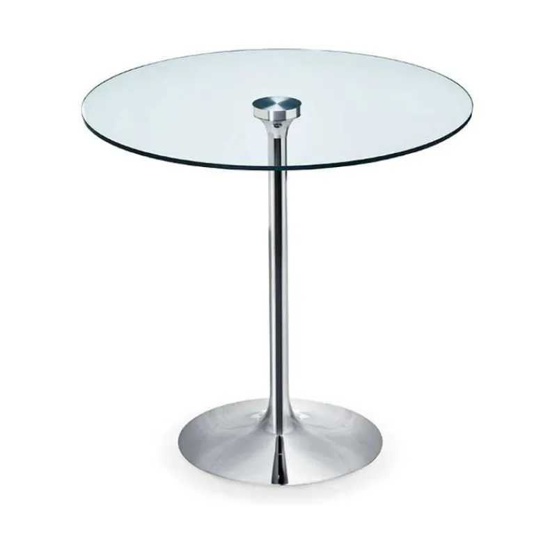 Midj Infinity ® Table ronde pied central en verre et métal> Table De Salle à Manger