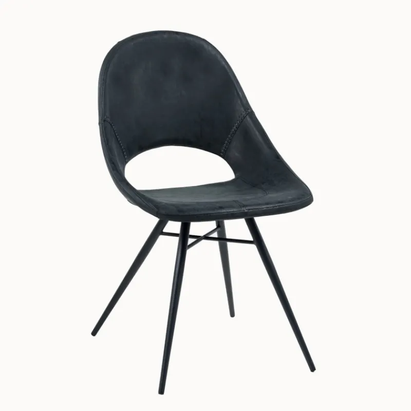 IsabelleChaise design avec coque ajourée en simili noir> Chaise De Cuisine|Chaise De Salle à Manger
