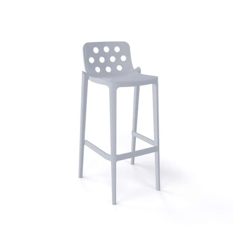 Isidoro Tabouret de bar d'extérieur moderne empilable avec dossier ronds ajourés> Tabouret De Bar (assise +/- 80 Cm)