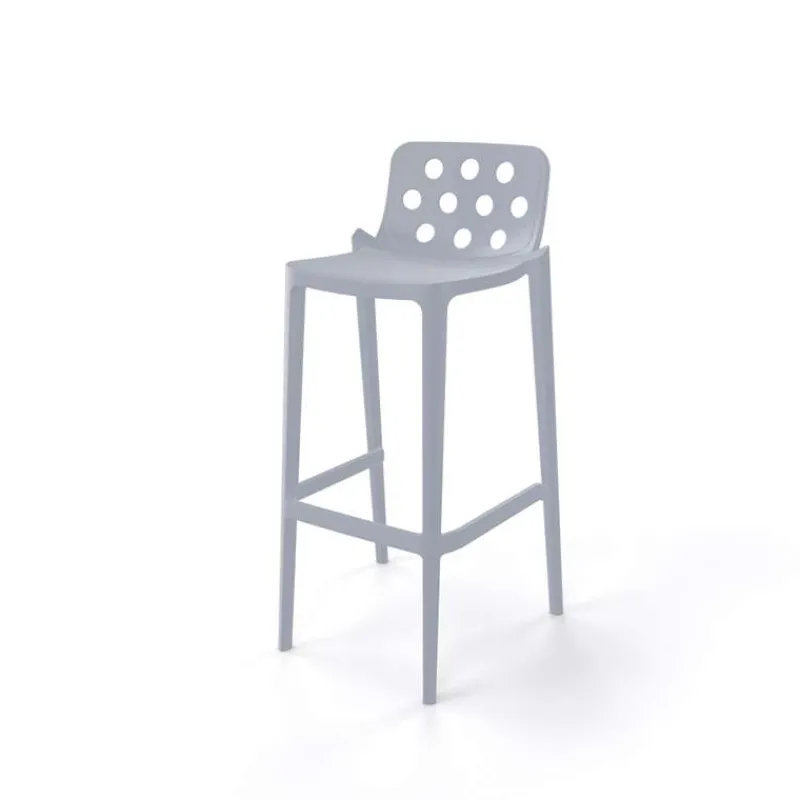 Isidoro Tabouret de bar d'extérieur moderne empilable avec dossier ronds ajourés> Tabouret De Bar (assise +/- 80 Cm)