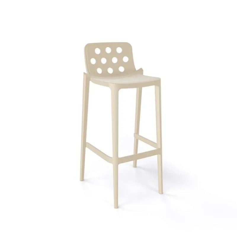 Isidoro Tabouret de bar d'extérieur moderne empilable avec dossier ronds ajourés> Tabouret De Bar (assise +/- 80 Cm)