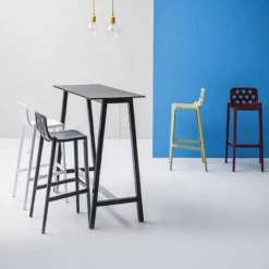Isidoro Tabouret de bar moderne empilable avec dossier ronds ajourés> Tabouret De Bar (assise +/- 80 Cm)
