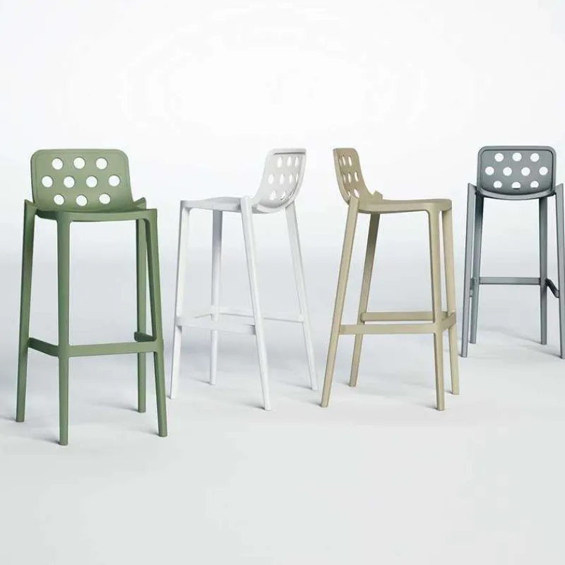 Isidoro Tabouret de bar moderne empilable avec dossier ronds ajourés> Tabouret De Bar (assise +/- 80 Cm)
