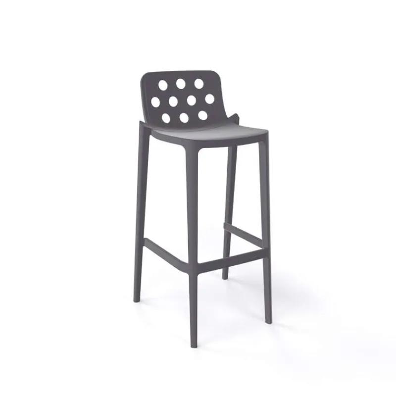 Isidoro Tabouret de bar moderne empilable avec dossier ronds ajourés> Tabouret De Bar (assise +/- 80 Cm)