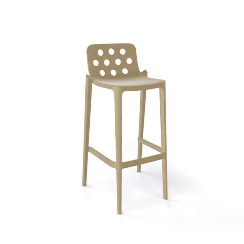 Isidoro Tabouret de bar moderne empilable avec dossier ronds ajourés> Tabouret De Bar (assise +/- 80 Cm)