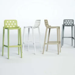 Isidoro Tabouret snack moderne empilable avec dossier ronds ajourés><noscript><img width=