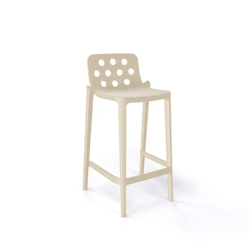 Isidoro Tabouret snack moderne empilable avec dossier ronds ajourés> Tabouret Snack (assise +/- 65 Cm)|Tabouret De Bar (assise +/- 80 Cm)