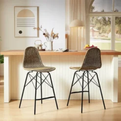 JavaTabouret tressé ethnique avec pieds Eiffel><noscript><img width=