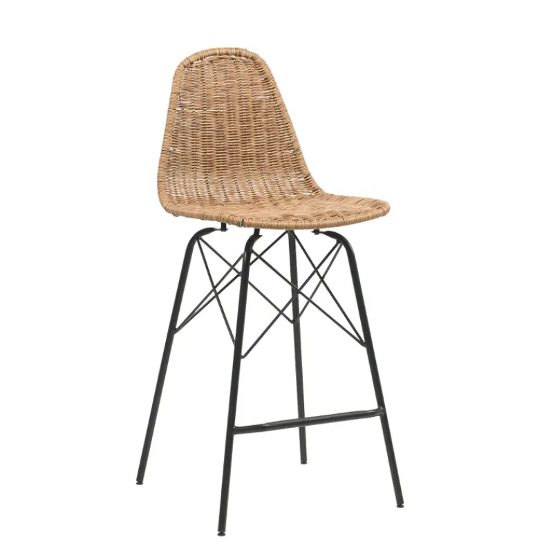 JavaTabouret tressé ethnique avec pieds Eiffel> Tabouret Snack (assise +/- 65 Cm)|Tabouret De Bar (assise +/- 80 Cm)