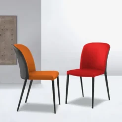 Europea Julie Chaise en tissu bicolore avec pieds métal> Chaise De Salle à Manger|Chaise Salon