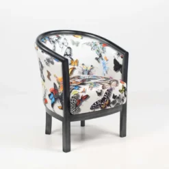 Paget Julien Fauteuil tonneau pour salon fabrication française en tissu et bois massif> Fauteuil De Salon