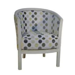 Paget Julien Fauteuil tonneau pour salon fabrication française en tissu et bois massif><noscript><img width=