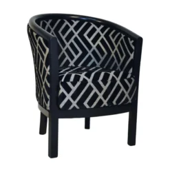 Paget Julien Fauteuil tonneau pour salon fabrication française en tissu et bois massif><noscript><img width=