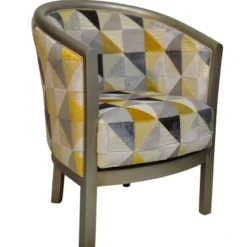 Paget Julien Fauteuil tonneau pour salon fabrication française en tissu et bois massif><noscript><img width=