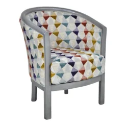 Paget Julien Fauteuil tonneau pour salon fabrication française en tissu et bois massif><noscript><img width=